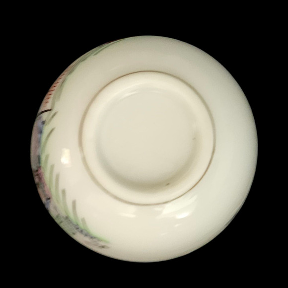 Set of 4 Vintage Asian Porcelain Rice Bowls Hand Painted Geisha & Calligraphy 3" - Picture 5 of 7